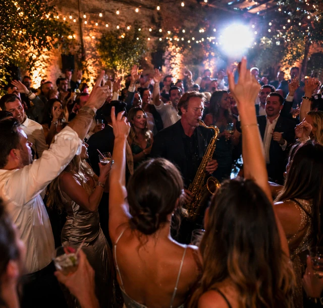 Wedding reception with DJ and live saxophone performance